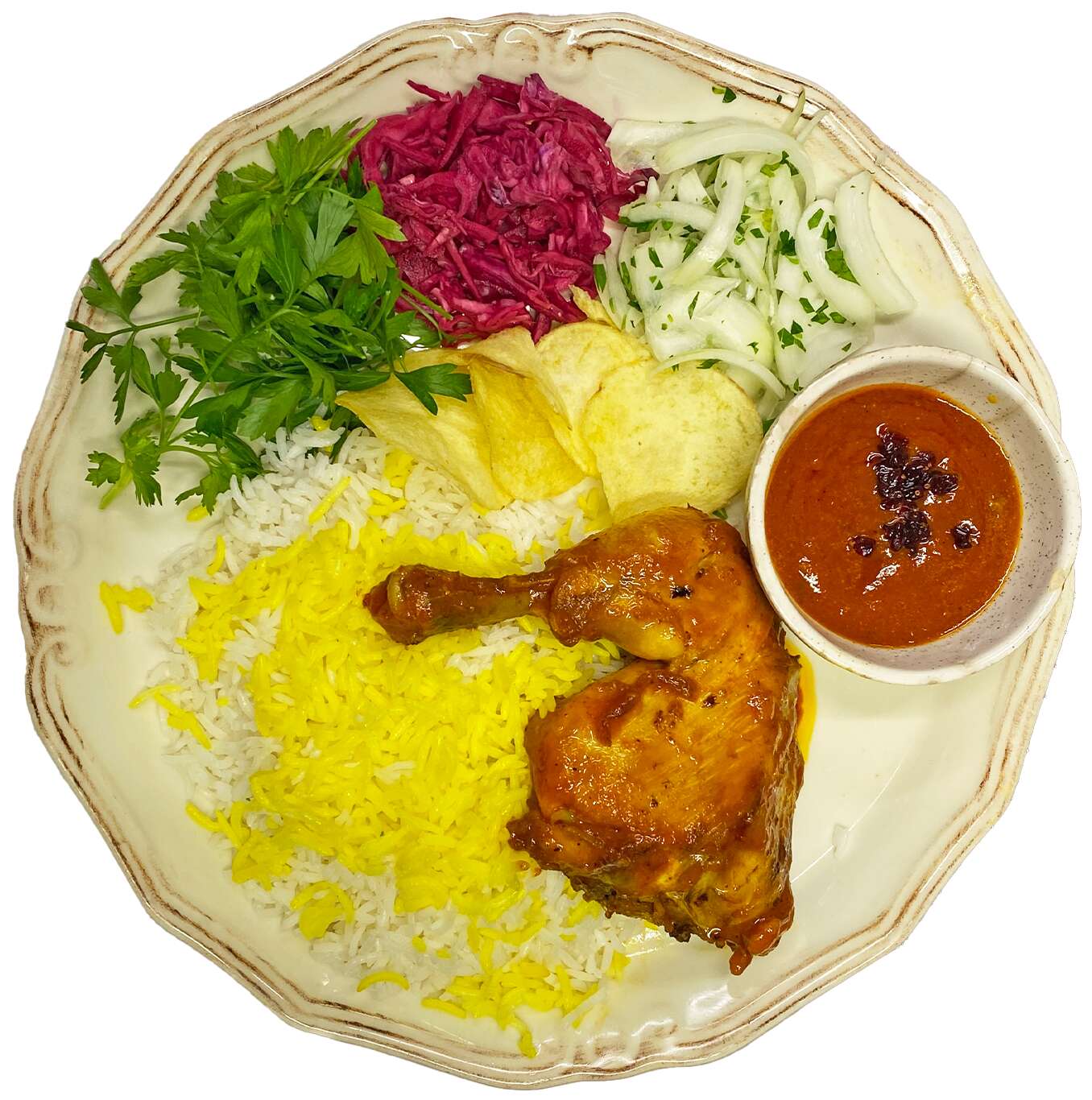 Soslu Tavuk But + Safranlı Pilav