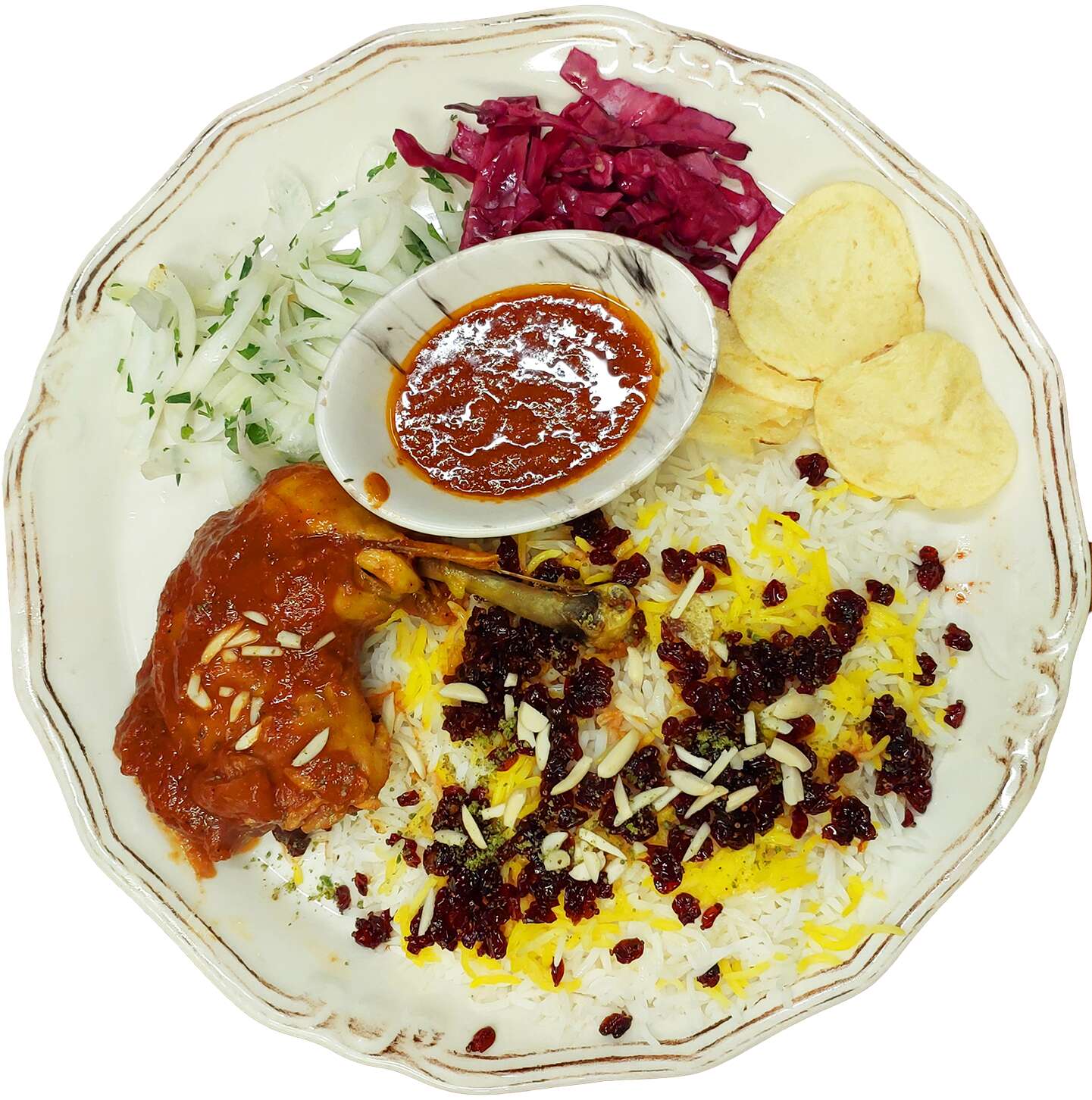 Zereşkli Safranlı Pilav + Soslu Tavuk But