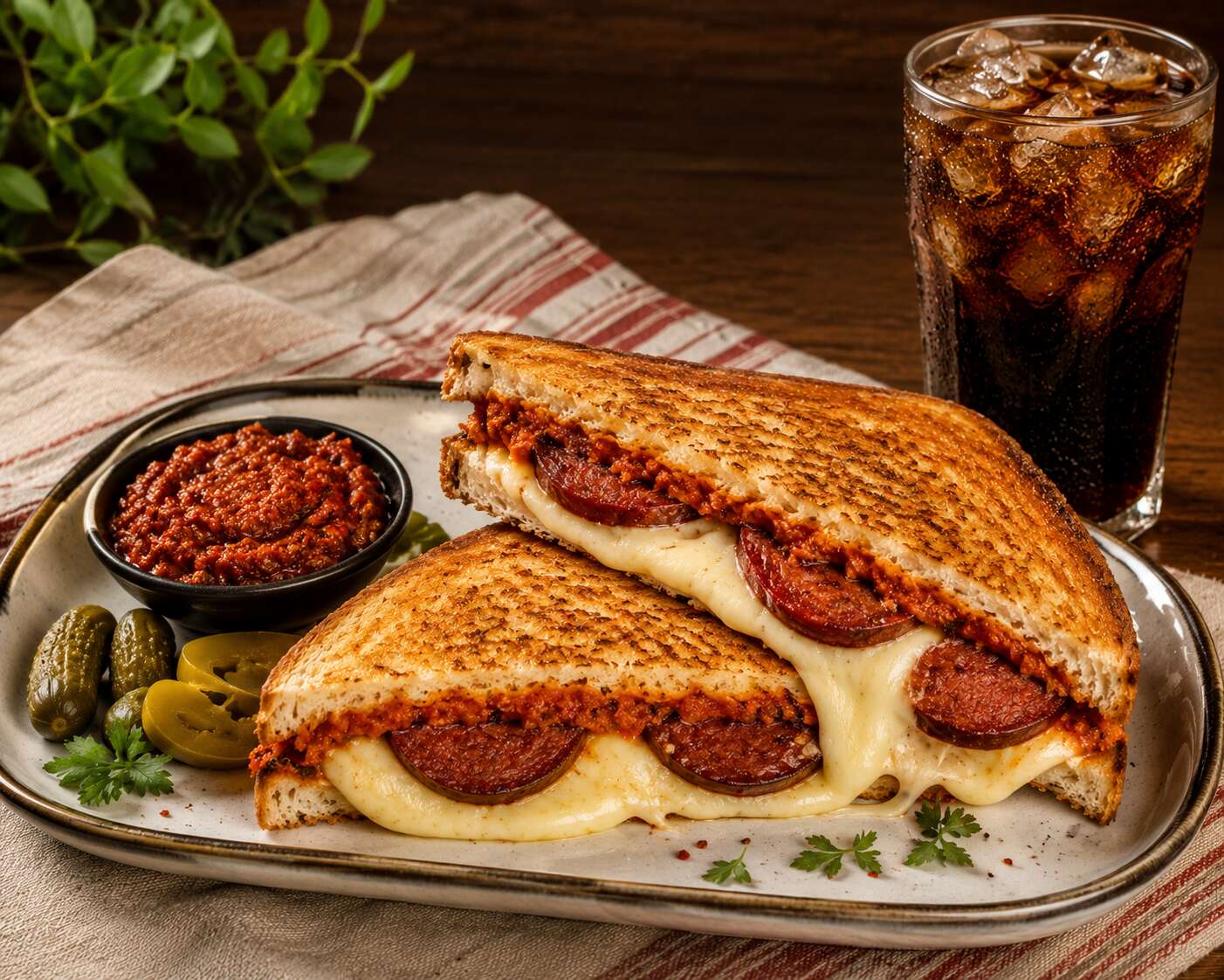 ACUKA SOSLU KAŞARLI VE SUCUKLU TOST