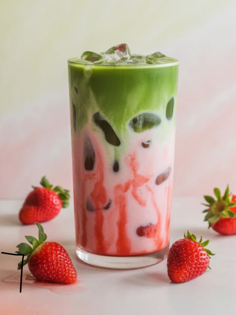 ICE STRAWBERY MATCHA LATTE