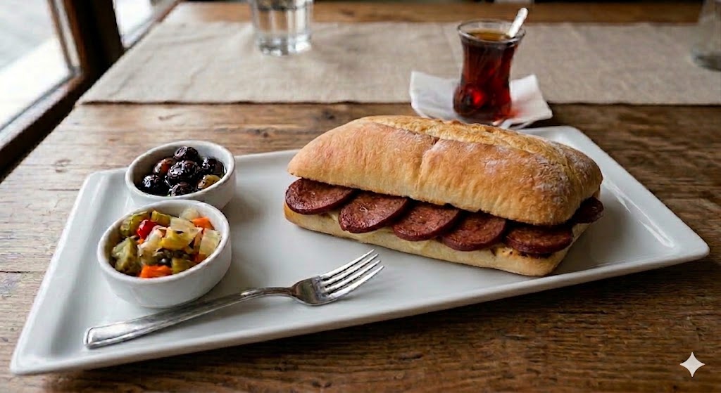 Sucuklu tost , sausage toast , тост с колбасой