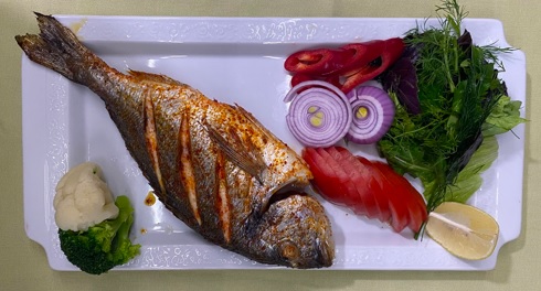 Baked sea bream