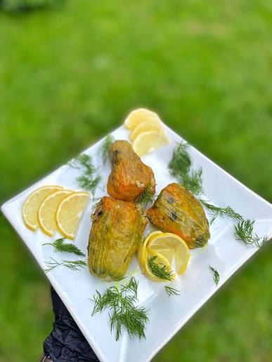 Stuffed zucchini blossoms