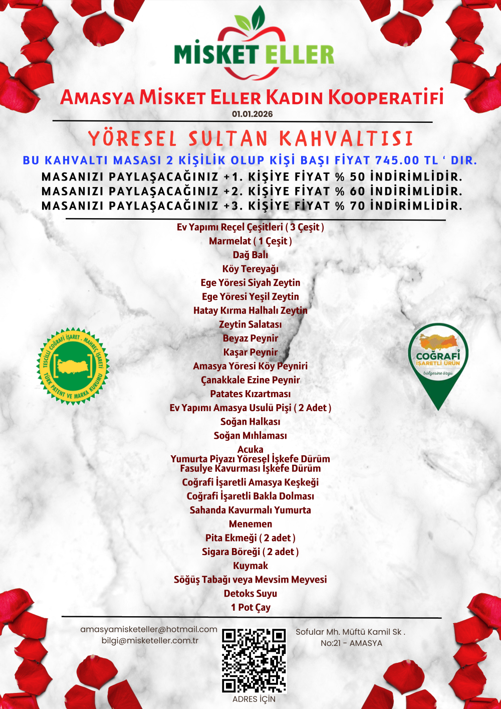 YÖRESEL SULTAN KAHVALTISI 745,00 TL ( Kişi Başı )