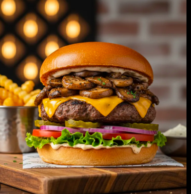 Mantarlı Özel Soslu Et Burger