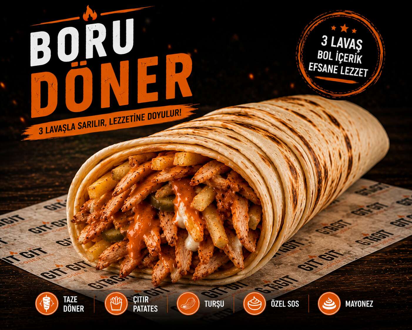 Gıt-Gıt Boru Tavuk Dürüm