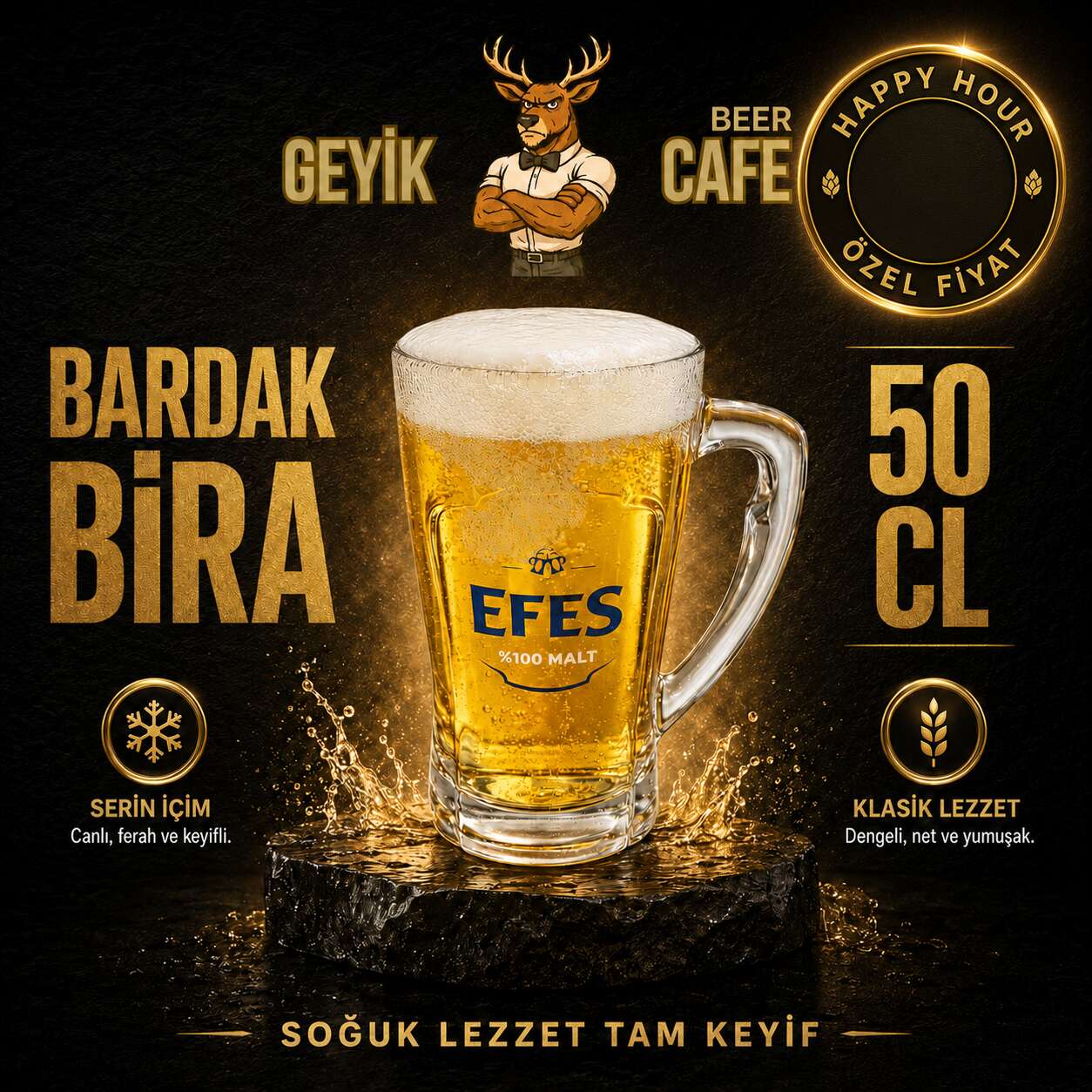 Happy beer by the glass