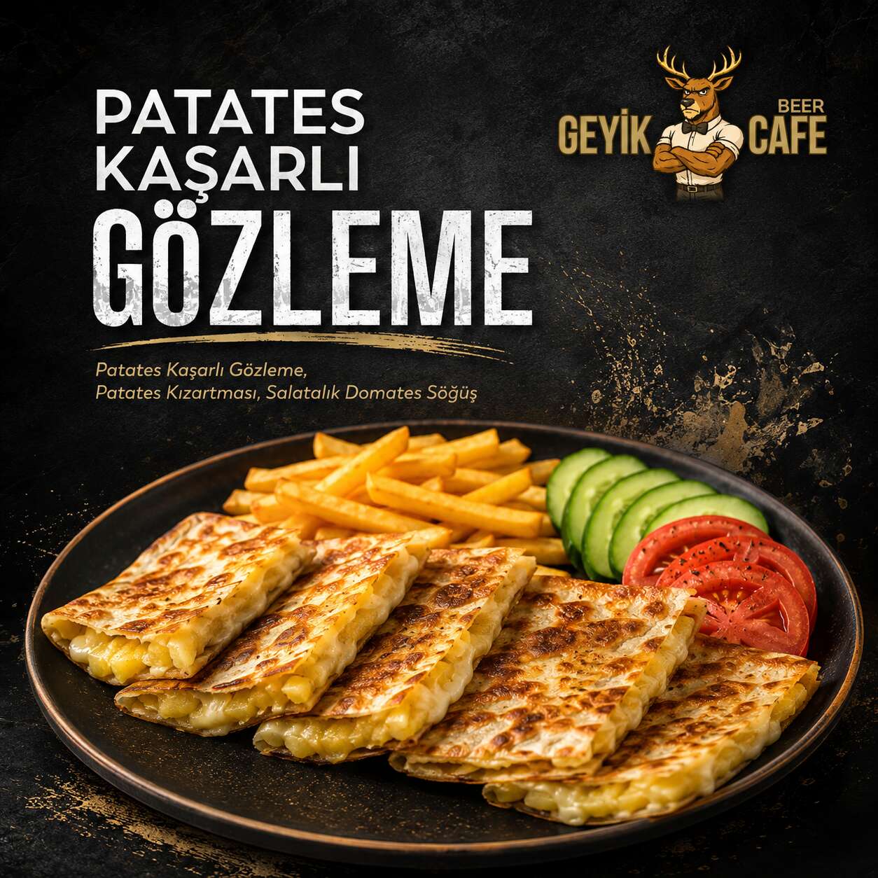 Potato and kaşar cheese gözleme meal
