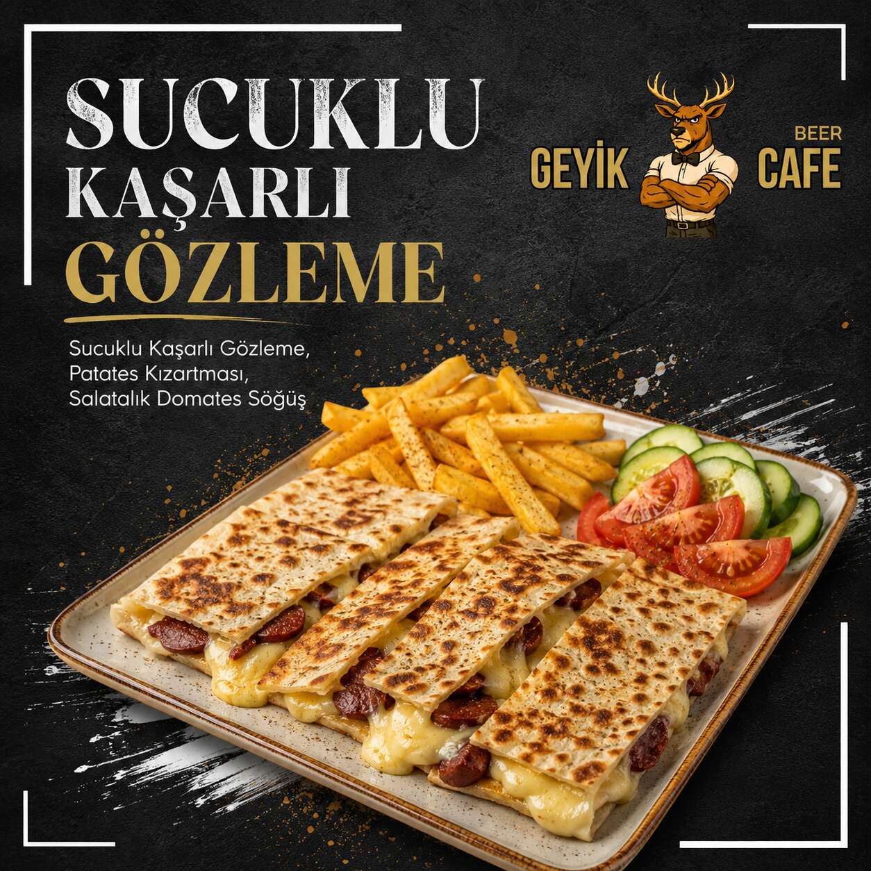 Sucuk and cheese gözleme menu