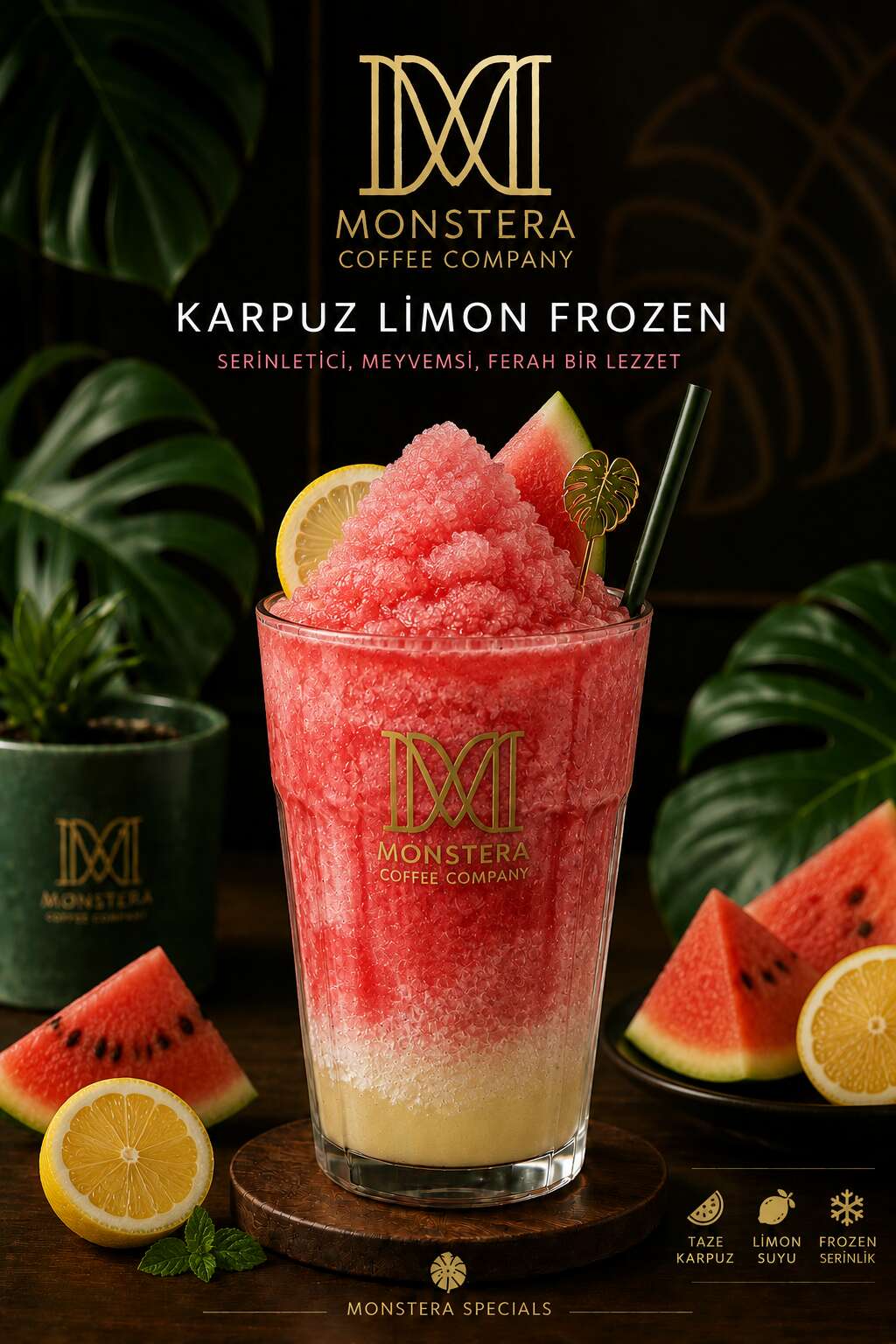 Watermelon and lemon frozen drink