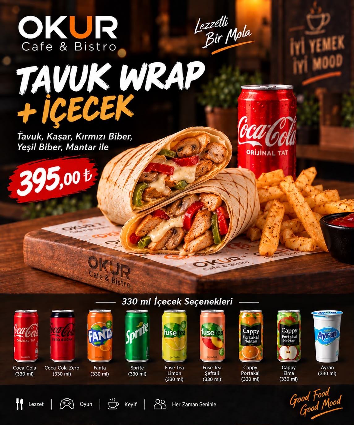 Tavuk Wrap + 330 ml İçecek