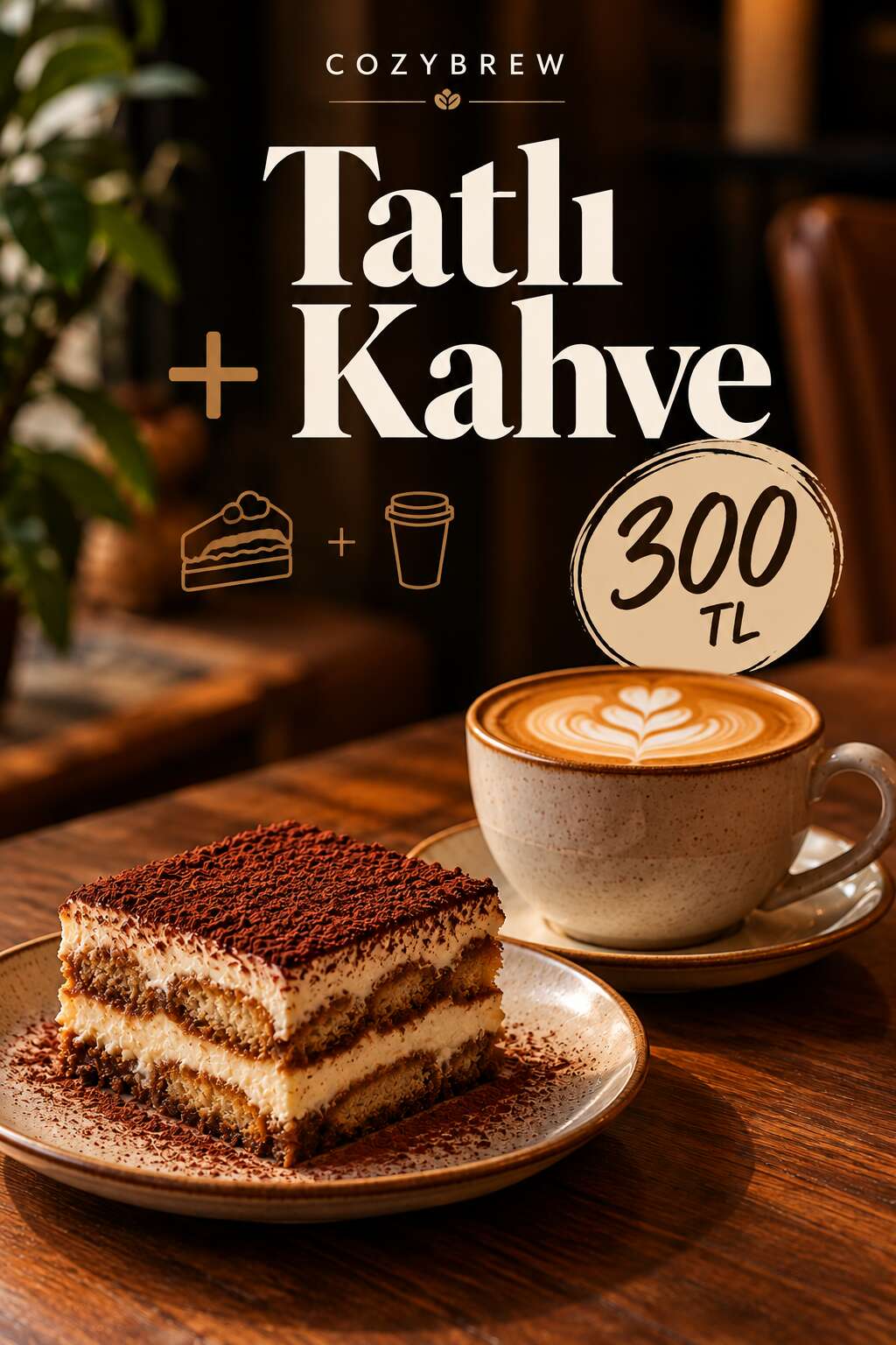 Espresso bazlı kahveler + Tatlı 