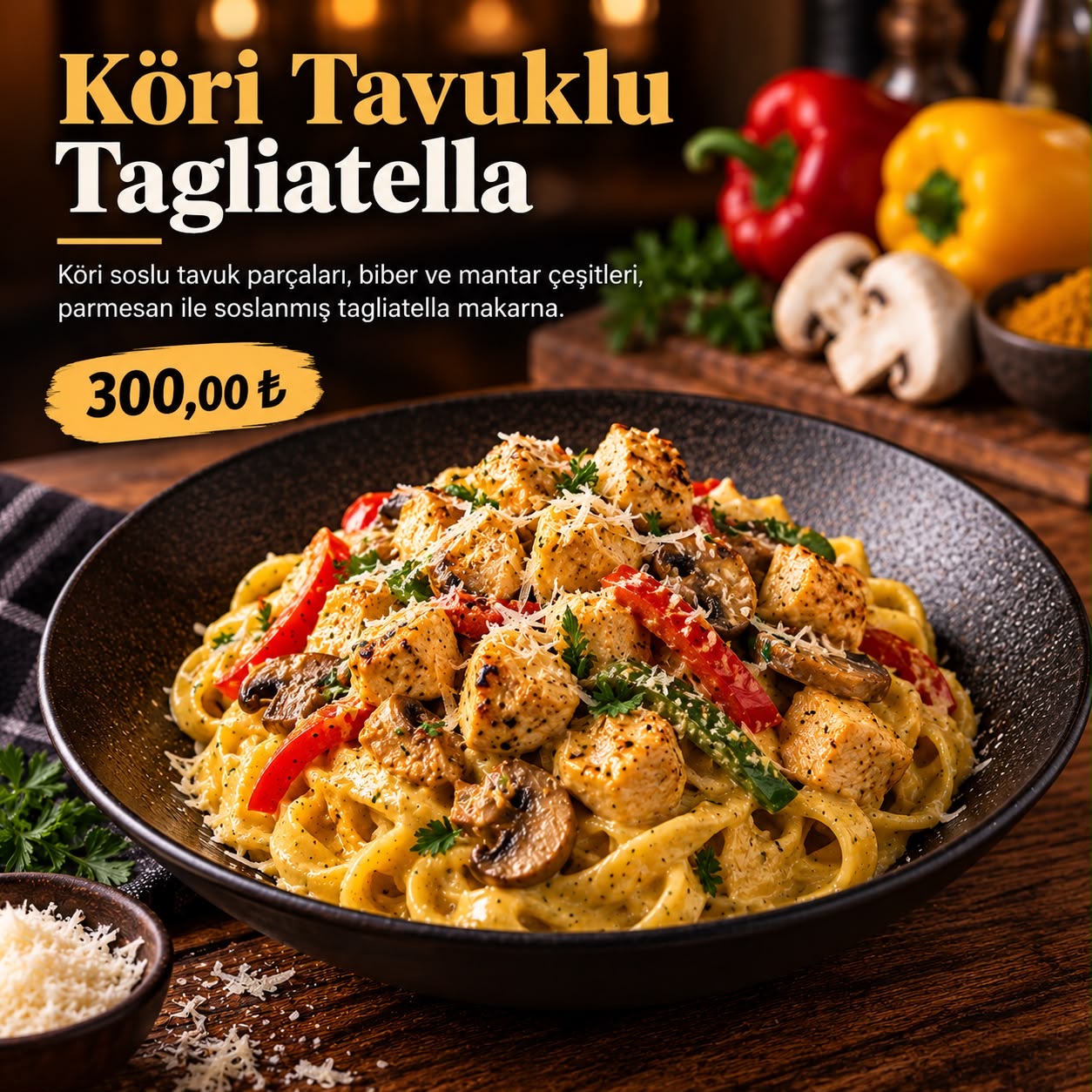Köri Tavuklu Tagliatella