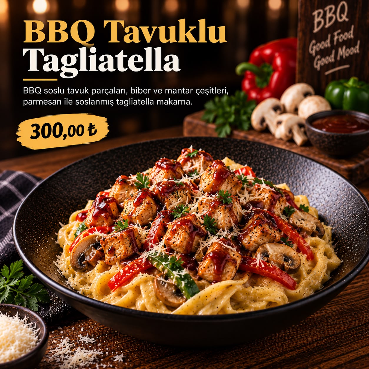 BBQ Tavuklu Tagliatella