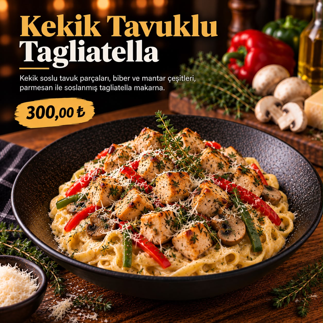 Kekik Tavuklu Tagliatella
