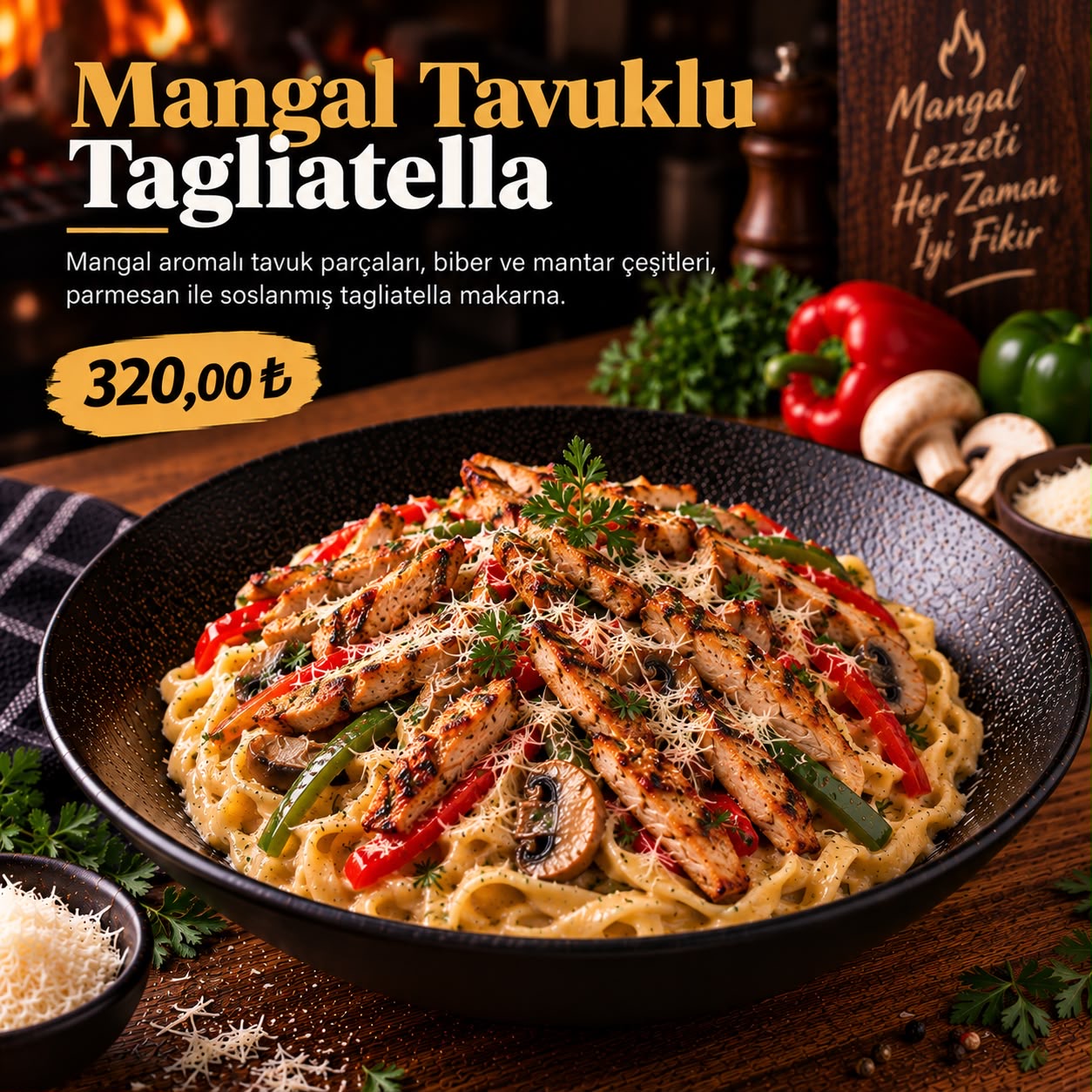 Mangal Tavuklu Tagliatella