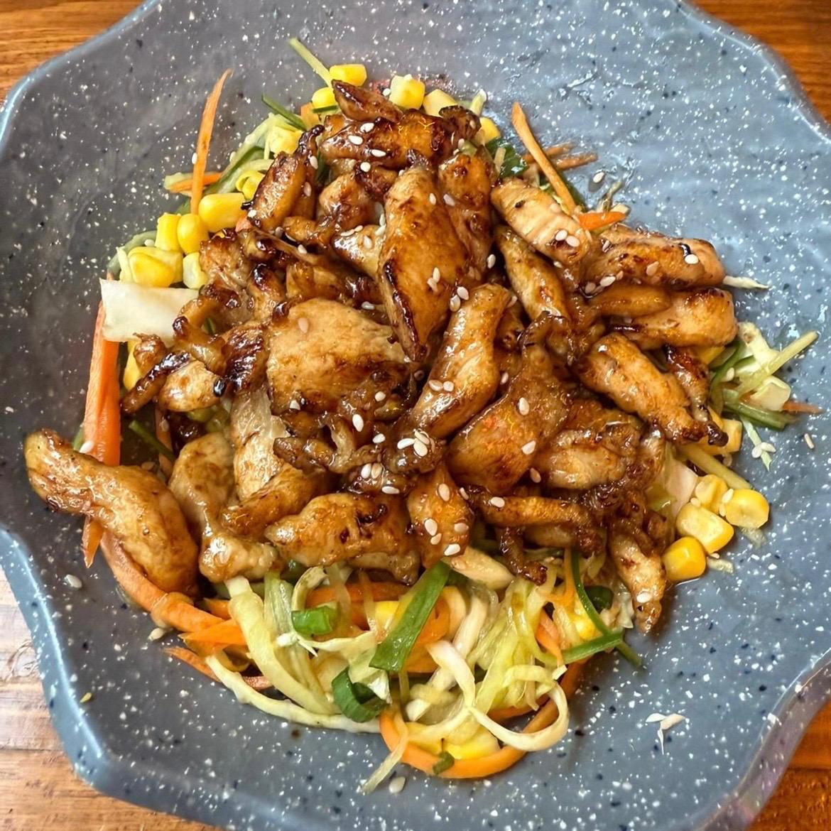 Grilled chicken with Chinese salad