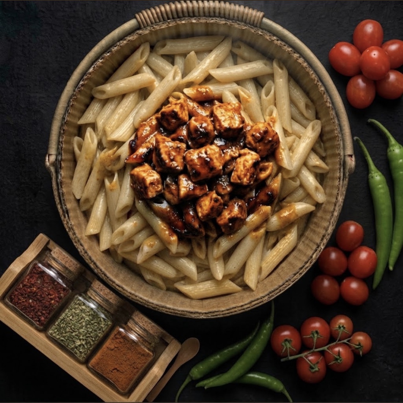 Bucket Chicken Pasta with Barbecue Sauce