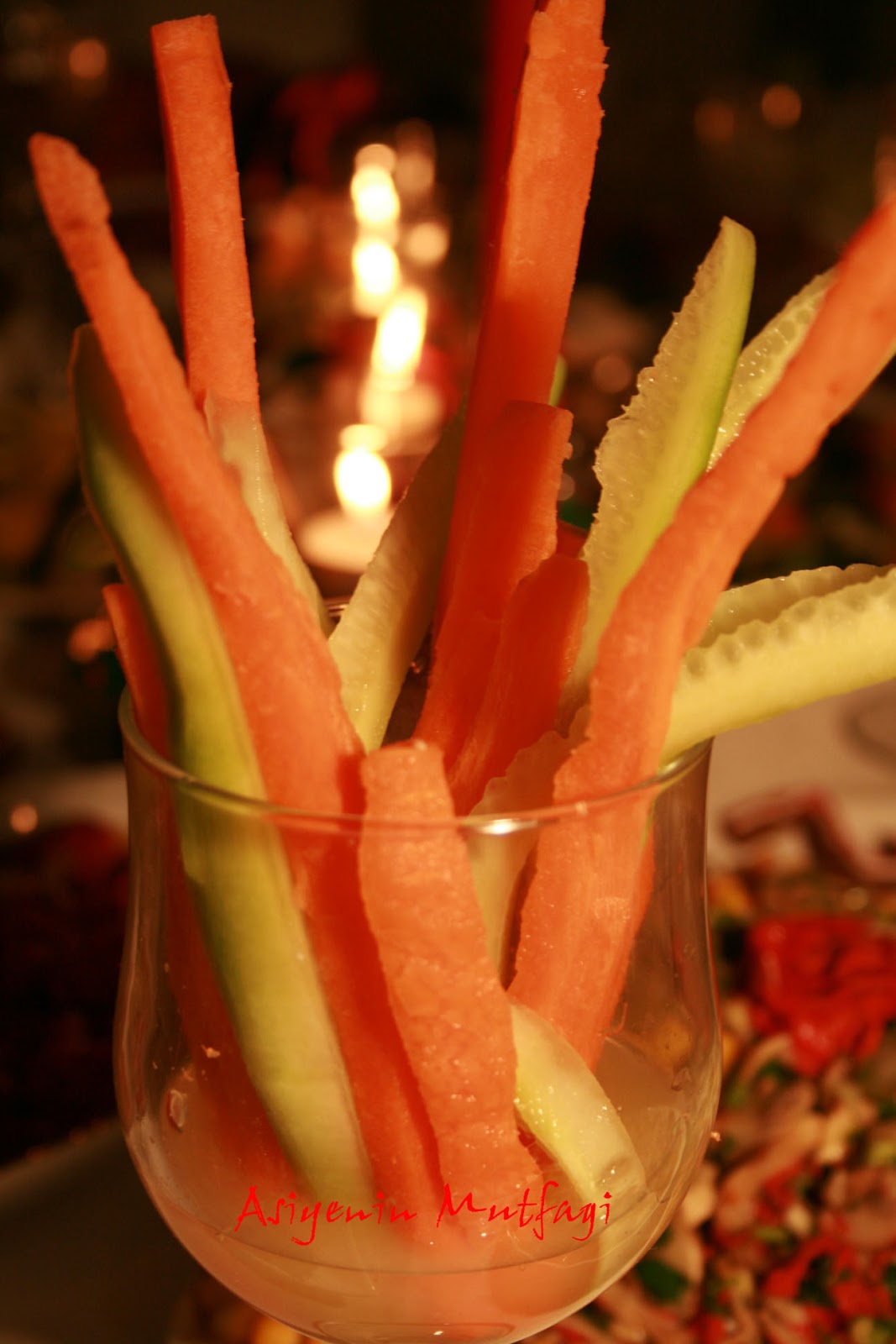 Julienned cucumber and carrot
