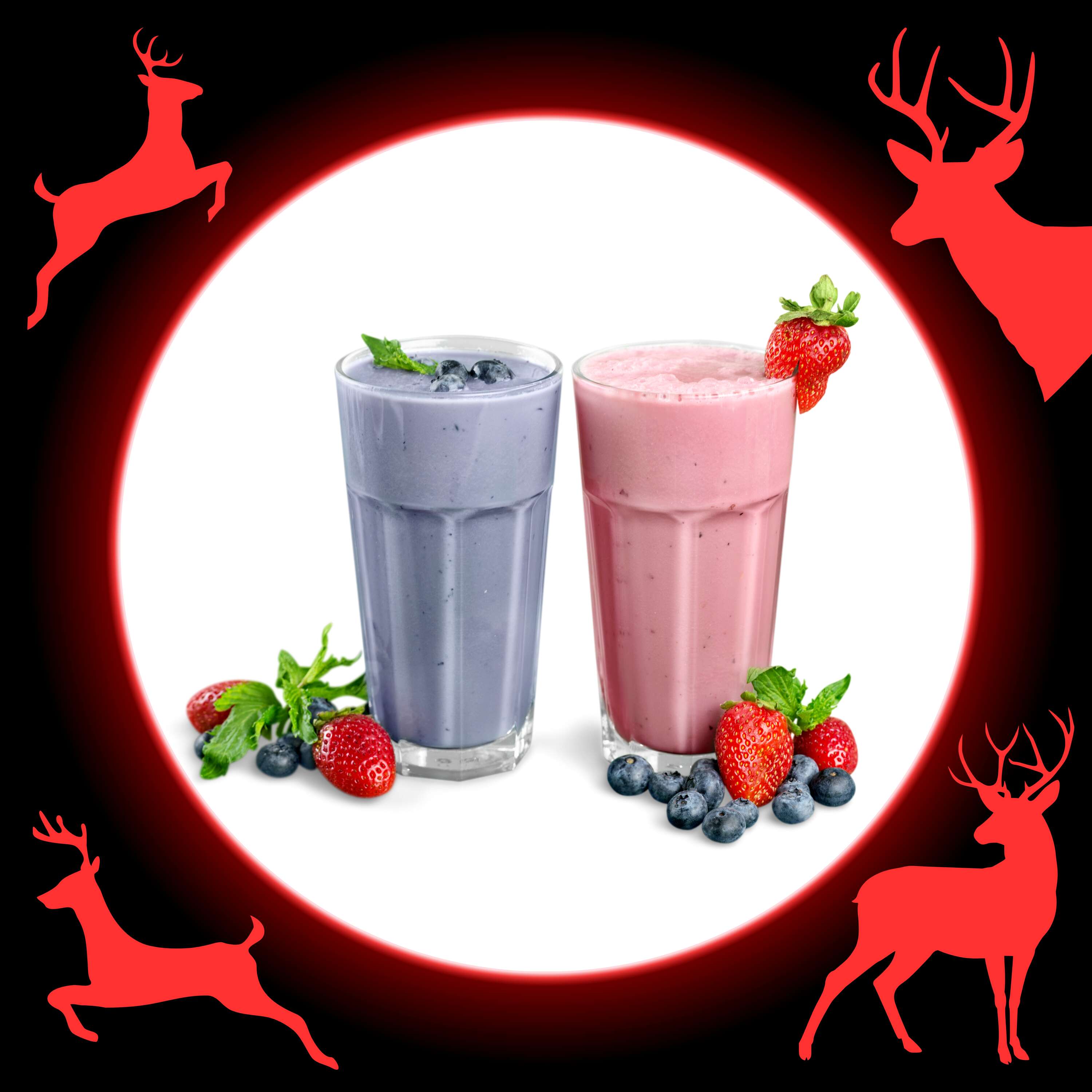 Strawberry, mango and forest fruit smoothie