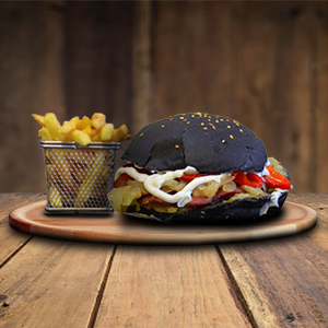Beğendili Karbon Burger (SIYAH KARBON EKMEK)