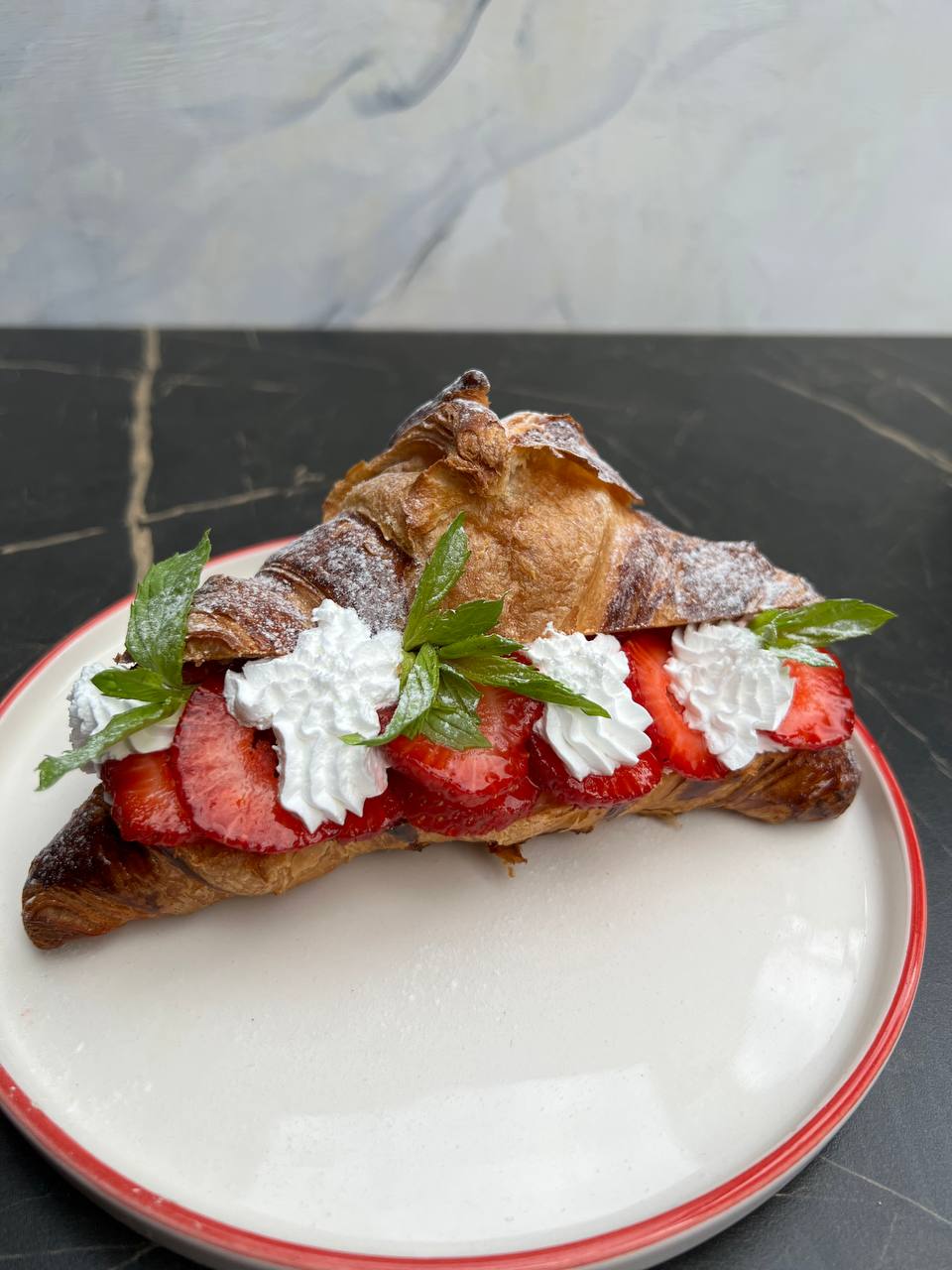 Strawberry and cream croissant