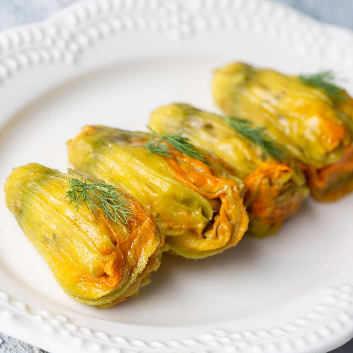 Stuffed zucchini blossoms