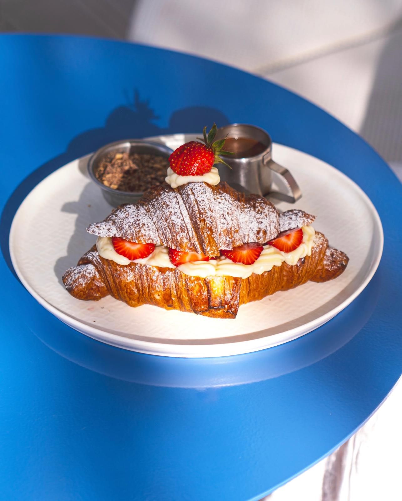 Chocolate and ice cream croissant